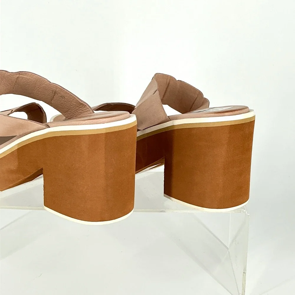 Antelope Size 40 US 9-9.5 Tan Nude Leather Chunky Platform Slide Sandal NEW $189